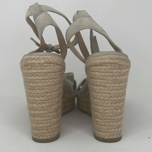 FRYE SANDALS Wedge Heel Shoes Ankle Strap Bow Tan Sage Leather Size 10 - Picture 11 of 13